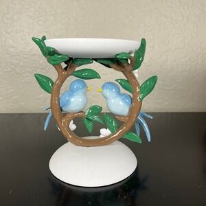 Bath & Body Works NEW Blue Birds on a Branch Pedestal 3-Wick Candle Holder